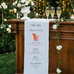 Elegant Calligraphy Wedding Bar Menu Sign Cocktail Banner