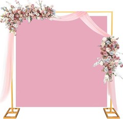 GRAVEE 8.2×8.2 FT Square Metal Wedding Arch Backdrop Stand Party Events Decor