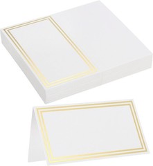 MECCANIXITY 20pcs Place Cards, Line Border 10x9cm/3.34×3.54-inch (L*W), White