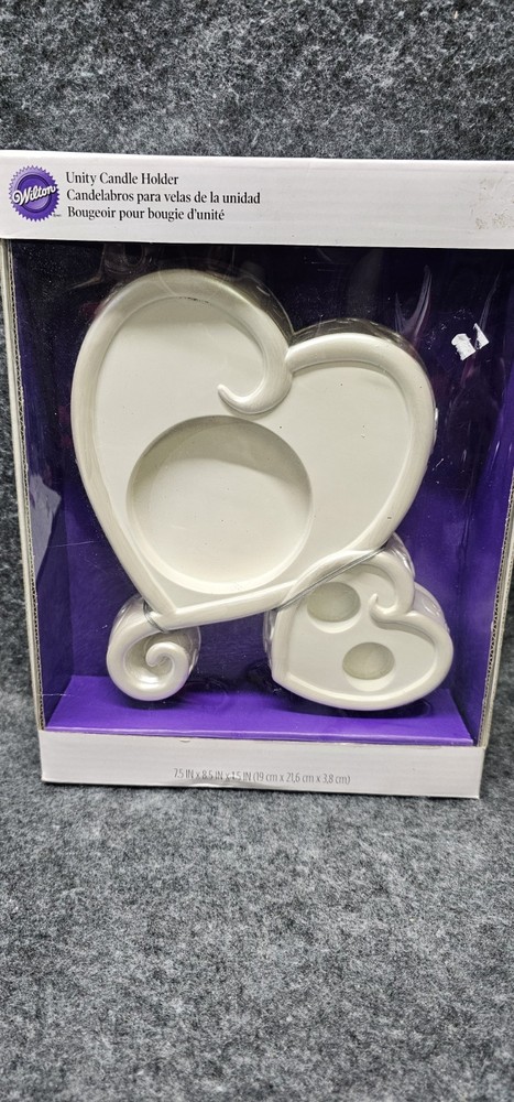 Wilton Wedding Unity Candle Holder Heart Scroll Motif Bride Groom Ceremony