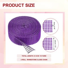 2 Roll 1.5″x20 Yard Crystal Rhinestones Mesh Ribbon Light Purple (4mm)