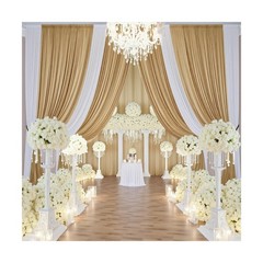 50ft x 15ft Beige Wrinkle Free Backdrop Curtains for Parties,Silky Polyester …