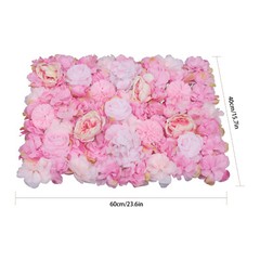 6 Pcs Wedding Flower Wall Panel Floral Backdrop Silk Rose Wall 40*60cm Dark Pink