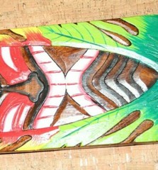 Beach Wedding Tiki Bar Decor, Hand-Painted Vibrant Colors Wood Tiki Paddle