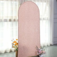 6 ft Fitted Metallic Spandex Round Top Wedding Arch Backdrop STAND COVER Party
