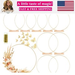 10 Pack Floral Hoop with Stand and 38-Yard Paddle Wire 12 Inch Metal Rings fo…