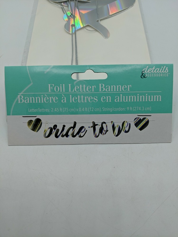 Silver Foil Letter Banner “Bride To Be” 2.45×0.4Letters/ 9ft string