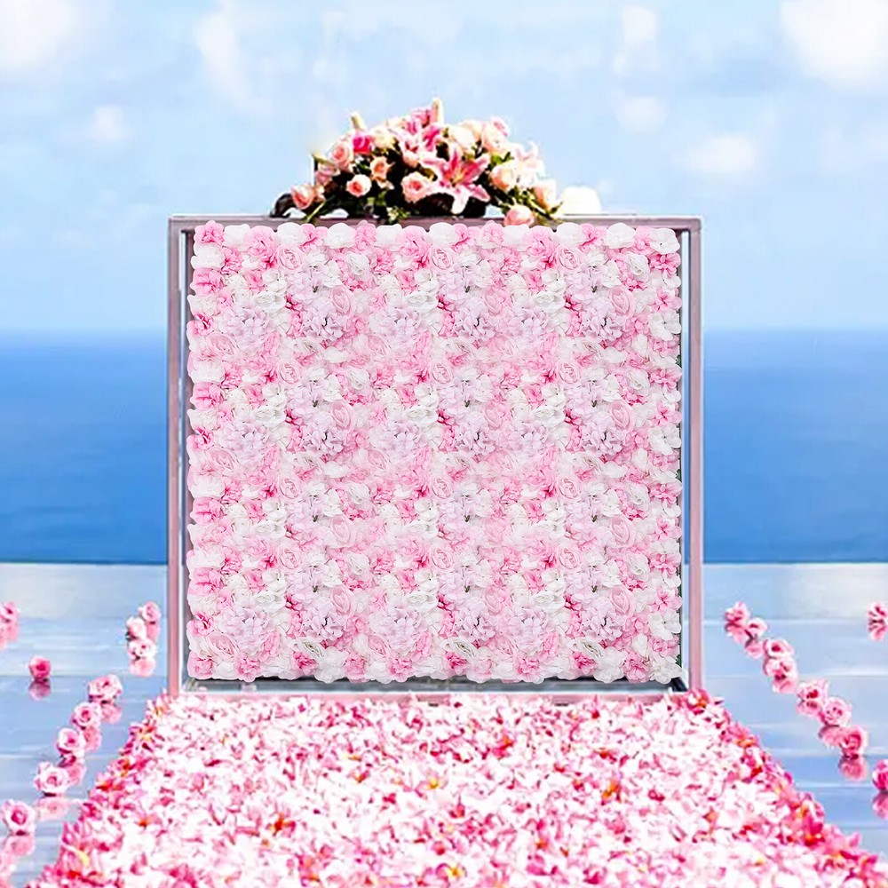 Flower Wall Panel 24″ x 16″ Artificial Roses Dahlias for Wedding & Party