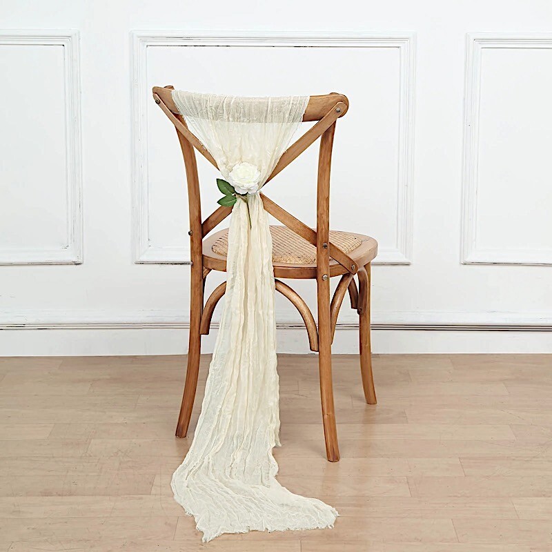 5 CREAM Gauze Cheesecloth CHAIR SASHES Party Events Decorations Supplies