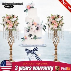10Pcs Crystal Flower Stands Vases 55cm Wedding Centerpieces Dining Table Gold US