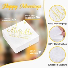 93 Pcs Mr & Mrs Wedding Napkins Disposable Dinner Table Napkins Tableware Decor