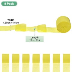 8-Rolls 656ft Crepe Paper Streamer for DIY [Dark Yellow-1.8 Inch x 82 Ft/Roll]
