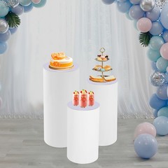 3pcs Pedestal Stand White Pedestal Display Stand Cylinder Pedestal Stand Set