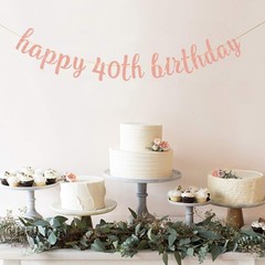 Glitter Happy 40th Birthday Banner – Forty Sign Banner – Cheers to 40 Years B…
