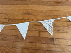 10M/32Ft White Pennant Banner, Fabric & Lace Triangle Flag Cotton Bunting Garla