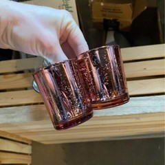 25 Mercury Pink Rose Gold Glass Votive Tealight Candle Holders Wedding Party
