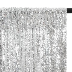 Eternal Beauty Silver Sequin Backdrop, 6×6 Ft Glitter Background Curtains for…