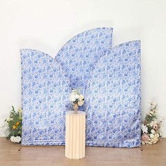 3 Satin Chiara Wedding Arch Backdrop with Floral Print STAND COVERS Set Party