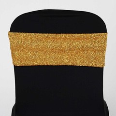 10 Gold Glittered Spandex CHAIR SASHES Wedding Party Reception Decorations SALE