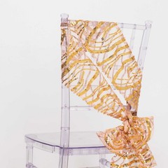 5 ROSE GOLD GOLD Wave Mesh Embroidered Sequins CHAIR SASHES Party Events