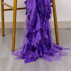 5 PURPLE Curly Willow Chiffon Satin CHAIR SASHES Party Event Decorations