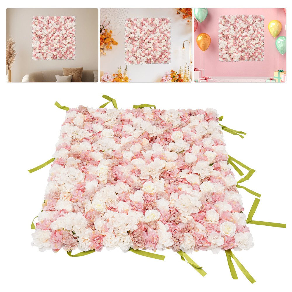 1 × 1 m Silk Rose Flower Wall Panel – White Pink Champagne Backdrop For Wedding