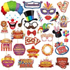 30 Pieces Carnival Photo Booth Props Funny Circus Carnival Photobooth Props C…