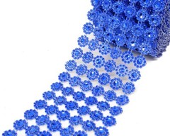 10YD Royal Blue Diamond Bling Mesh Rhinestone Ribbon Wrap Wedding Decoration 4″