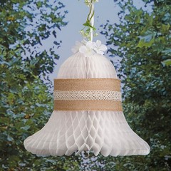 2-PACK HONEYCOMB BRIDAL WHITE PAPER BELLS BY VICTORIA LYNN 9” 11” 15”