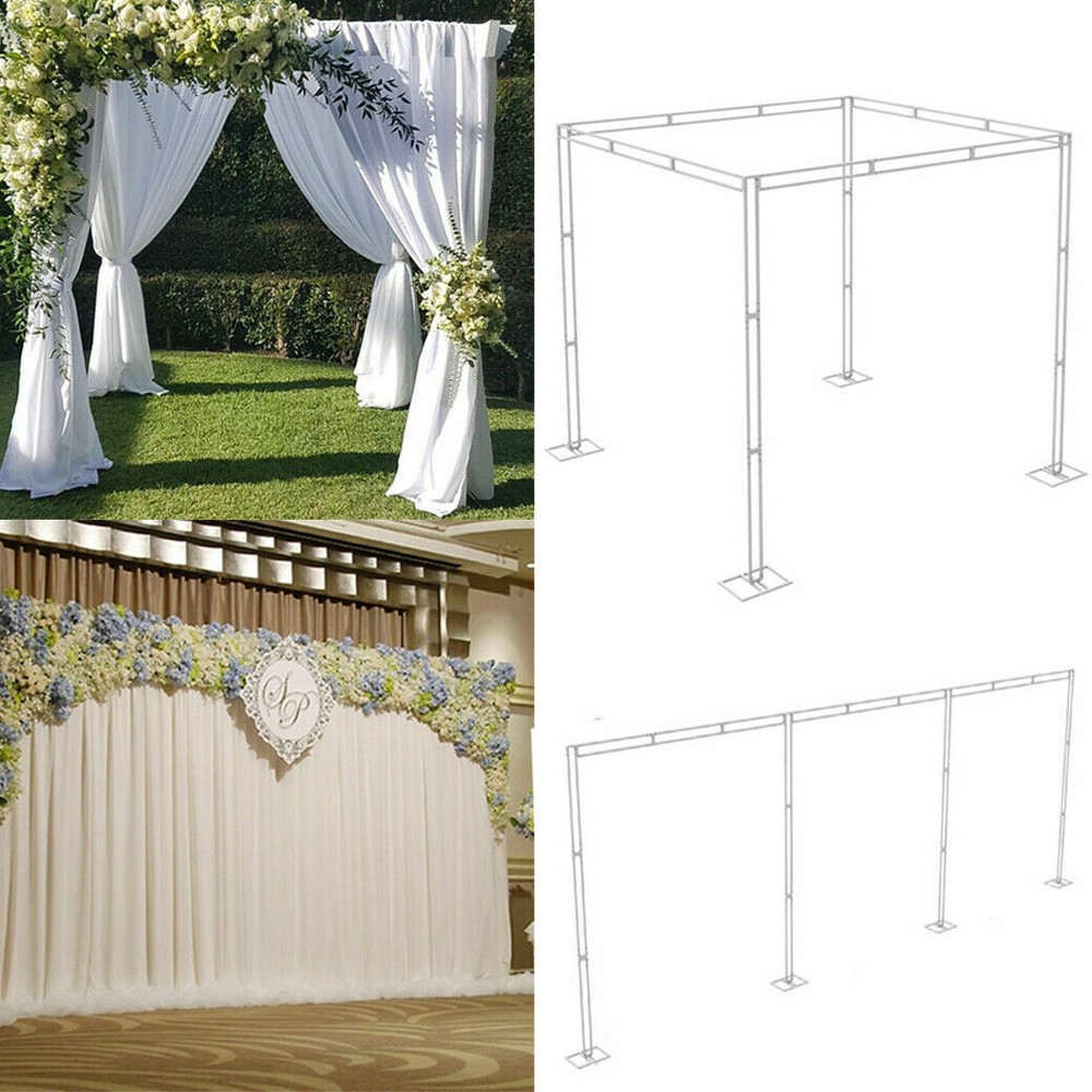10ft Dual Layer Pole Wedding Backdrop Stand Adjustable Flower Canopy Background