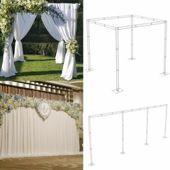10ft Dual Layer Pole Wedding Backdrop Stand Adjustable Flower Canopy Background