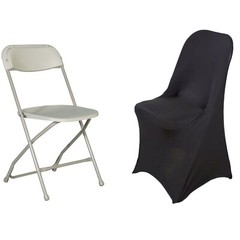 6 Black FOLDING Stretch SPANDEX CHAIR COVERS Event Banquet Reception Decorations