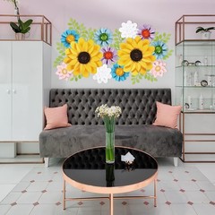12 Pcs Floral Paper Flowers Wall Decor 3D Sunflower Backdrop Party Wedding Home