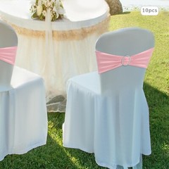 10pcs Stretch Chair Sashes Bows，Wedding Party Event Decorations- Pink