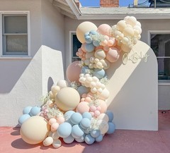 Gender Reveal Balloons Garland Kit, 124pcs Dusty Pink and Dusty Blue Sand Whi…