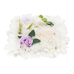 6Pcs White Purple Artificial Flower Wall Panels 3D Floral Backdrop Decoration