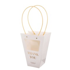 6 Clear White Window Paper Flower Gift Bags Handles Party Events Decorations