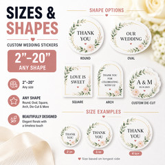 Custom Wedding Stickers Waterproof Vinyl Labels Favors Seals 2-20 Inch