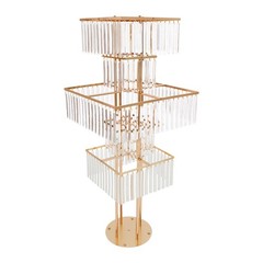 5 Tier Crystal Flower Stand Gold Square Wedding Centerpiece For Table Decor