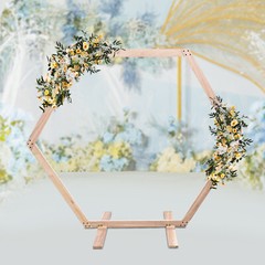 Wood Wedding Arch Polygonal Ceremony Arch Backdrop Flower Stand 7/7.2/7.6/8.2FT