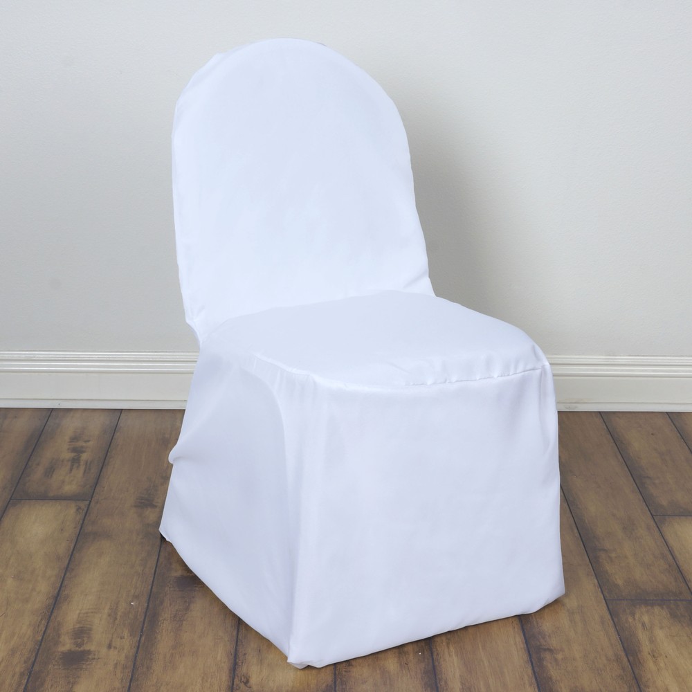 10 White POLYESTER BANQUET CHAIR COVERS Wedding Party Catering Decorations