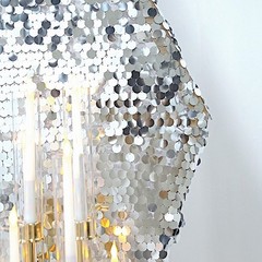 8 ft SILVER Big Payette Sequin Hexagon Backdrop STAND COVER Party Decorations