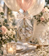 Luxury Gold Leaf Resin Balloon Weight Anchors Set of 4, Romantic Wedding Decor