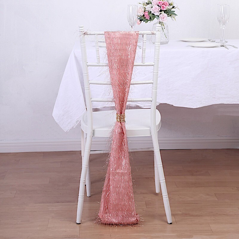 5 Polyester Metallic Fringe Chair SASHES Wedding Party Events Home Decorations