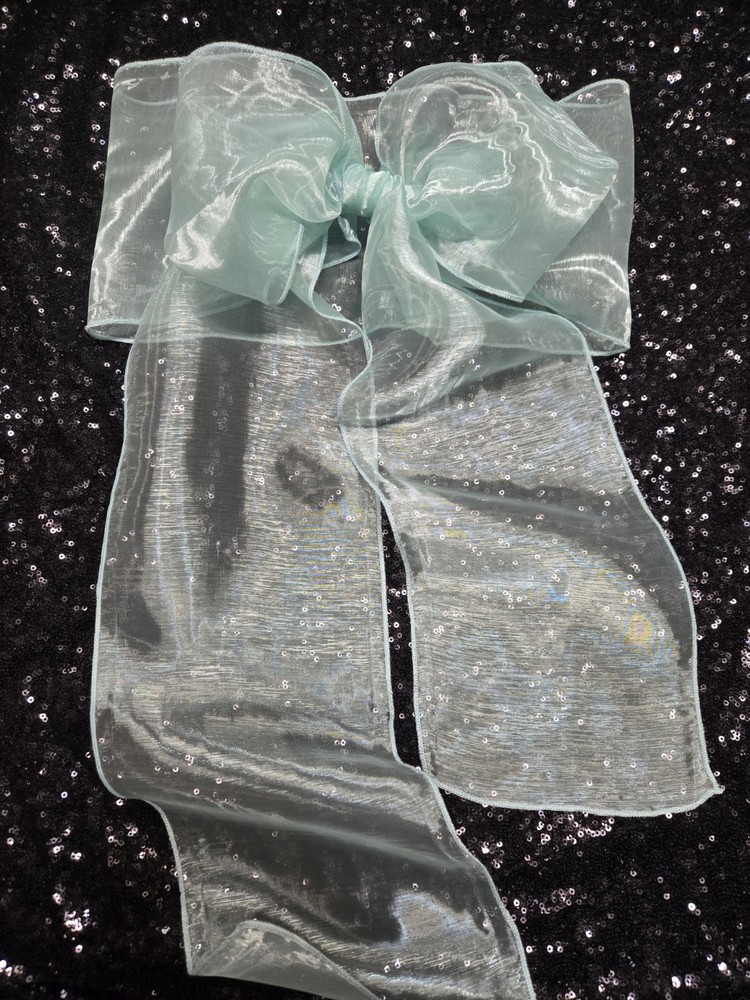 20 pcs Sheer Chair Decor Bow Sash 104″ x 7″ Aqua Wedding Party Banquet Organza