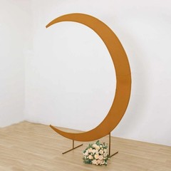 7.5 ft GOLD Fitted Spandex Half Crescent Moon Arch BACKDROP STAND Cover Wedding