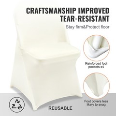 VEVOR 30PCS White Stretch Spandex Folding Chair Covers for Wedding Party Dining