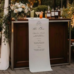 Minimalist Dessert Table Decor Fabric Wedding Bar Menu Banner