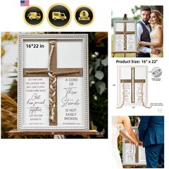 A Cord of Three Strands Wedding Ceremony Sign 16×22 in – Unity Rope Cross Bra…