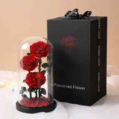 Three Eternal Roses with Glass Dome – Valentine’s Day Gift